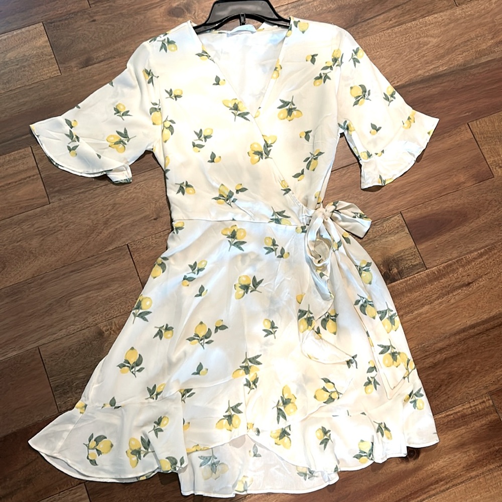Elodie lemon wrap dress